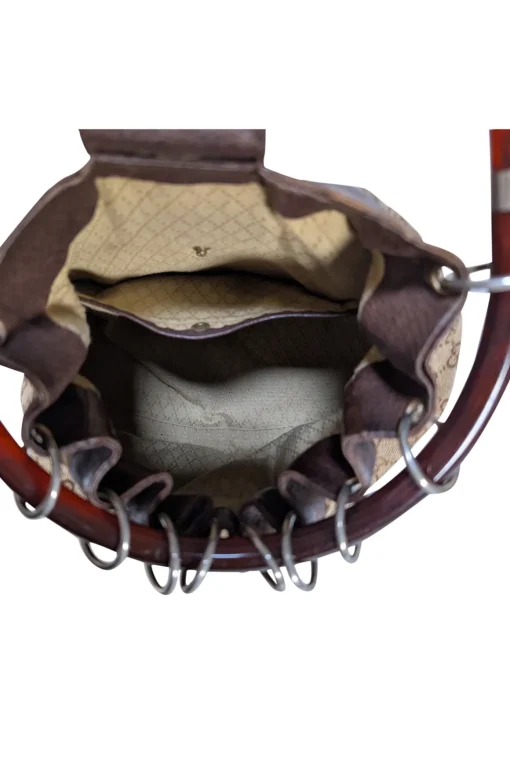 Gucci - Beige & Brown Monogram Bucket Canvas Bag