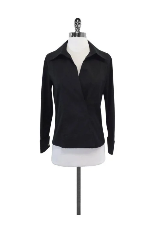 Gucci - Black Cotton Button-Up Long Sleeve Shirt Sz 4