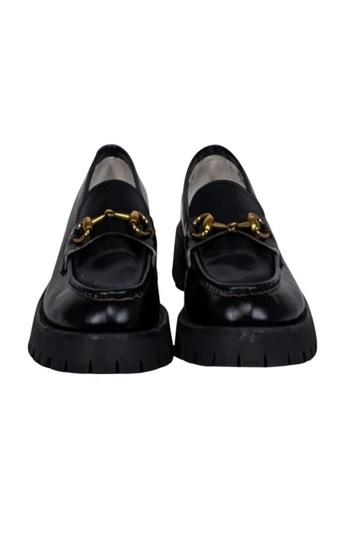 Gucci - Black Leather Harald Horsebit Platform Loafer sz 11