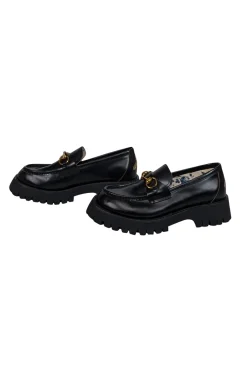 Gucci - Black Leather Harald Horsebit Platform Loafer sz 11