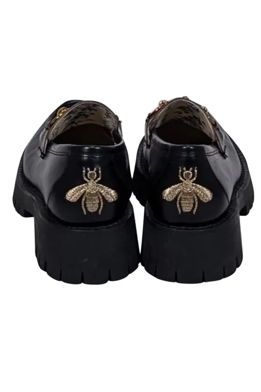 Gucci - Black Leather Harald Horsebit Platform Loafer sz 11