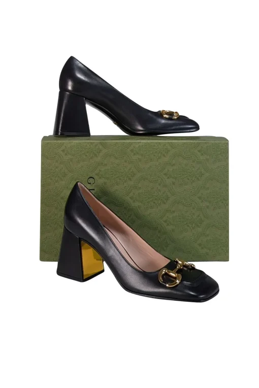 Gucci - Black Leather Horsebit "Malaga Kid" Pumps Sz 9