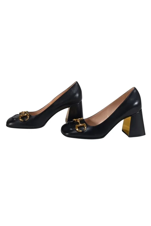 Gucci - Black Leather Horsebit "Malaga Kid" Pumps Sz 9