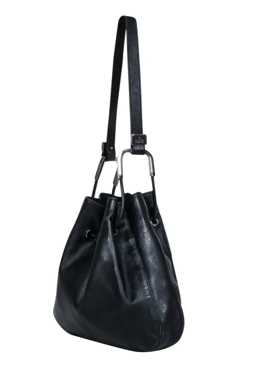 Gucci - Black Leather Vintage Shoulder Bag