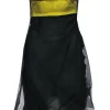 Gucci - Black Organza Strapless Midi Dress w/ Chartreuse Bodice Sz 4
