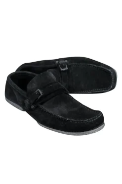 Gucci - Black Suede Square-Toe Loafers Sz 6.5