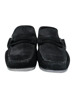 Gucci - Black Suede Square-Toe Loafers Sz 6.5