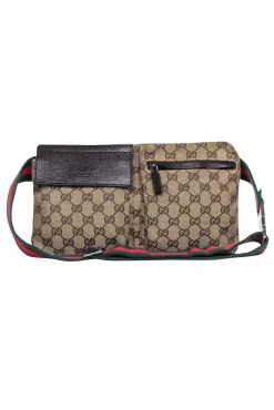 Gucci - Brown Monogram Print Crossbody Belt Bag
