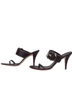 Gucci - Burgundy Leather Strappy Heeled “Juanita” Sandals w/ Buckle Sz 9