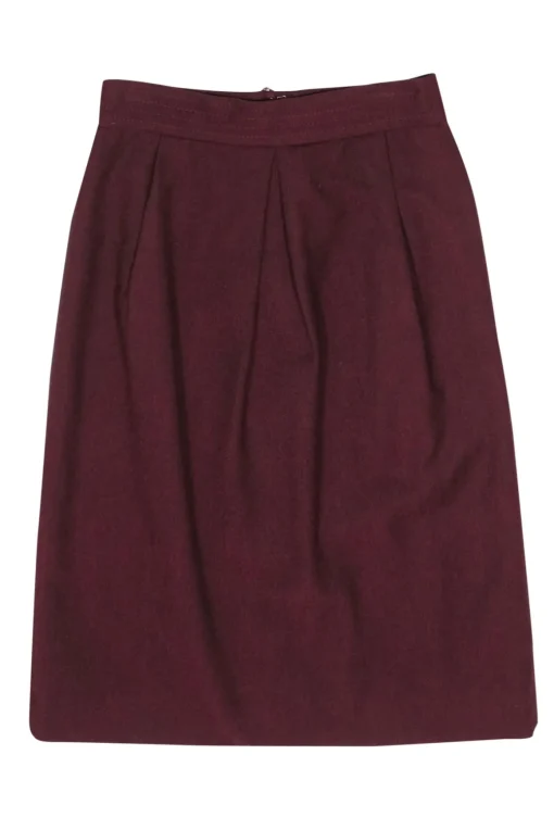 Gucci - Burgundy Wool Midi Skirt Sz 10