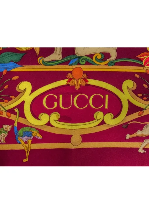 Gucci - Maroon w/Animal Printed Silk Scarf