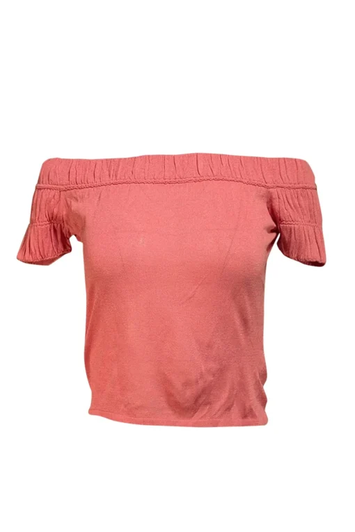 Gucci - Pink Silk Short Sleeve Off The Shoulder Top Sz S