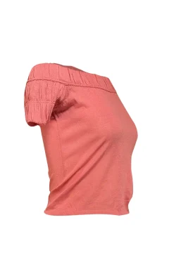 Gucci - Pink Silk Short Sleeve Off The Shoulder Top Sz S