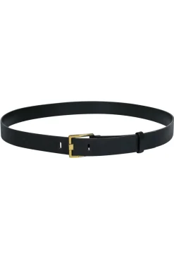 Gucci - Smooth Black Leather Belt w/ Gold Buckle