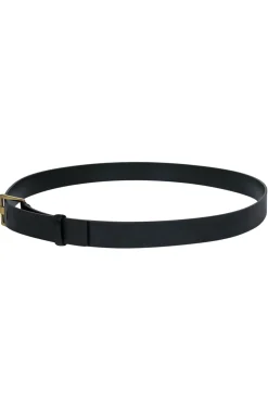 Gucci - Smooth Black Leather Belt w/ Gold Buckle