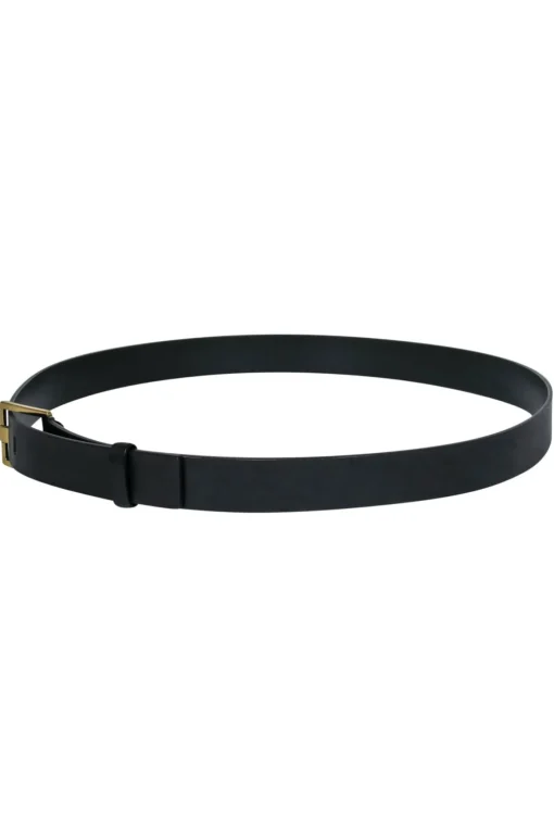 Gucci - Smooth Black Leather Belt w/ Gold Buckle