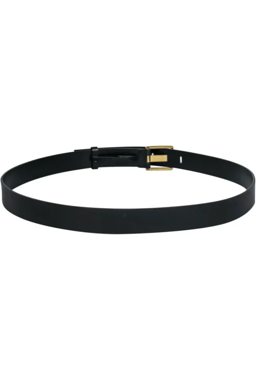 Gucci - Smooth Black Leather Belt w/ Gold Buckle