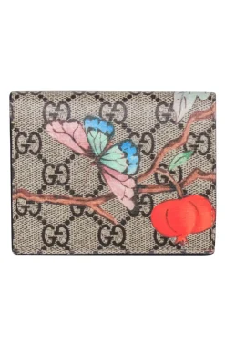 Gucci - Tan & Brown Monogram Print w/ Butterfly Detail Wallet