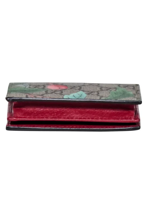 Gucci - Tan & Brown Monogram Print w/ Butterfly Detail Wallet
