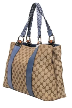 Gucci - Tan Jacquard Libeccio Monogram Shoulder Bag w/ Braided Strap