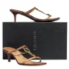 Gucci - Tan Leather Kitten Heel Sandal w/ Gold-Toned Hardware Sz 6.5