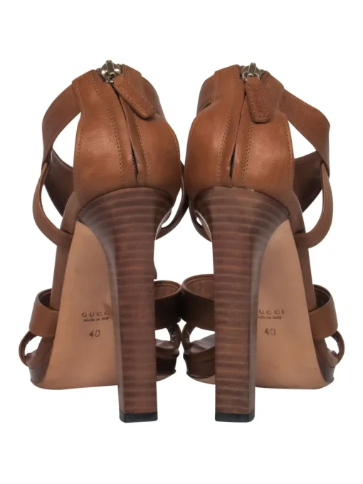 Gucci - Tan Strappy Sandal Heels w/ Tassels Sz 10