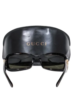Gucci - Tortoise Rectangle Sunglasses w/ Horsebit Arm Details