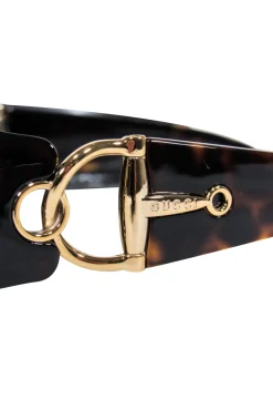 Gucci - Tortoise Rectangle Sunglasses w/ Horsebit Arm Details