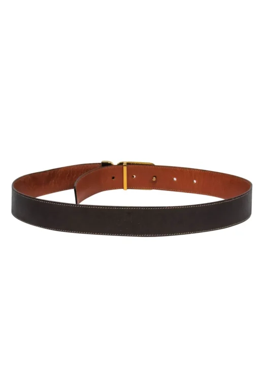 Gucci - Vintage Brown Reversible Leather Belt w/ Gold Logo Clasp