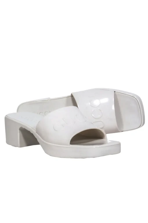 Gucci - White Square Toe Jelly Slide Sandals Sz 10