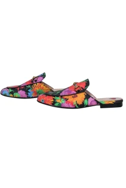 Gucci x Ken Scott - Black w/ Floral Print Princetown Mules Sz 8