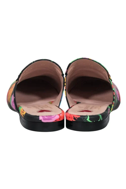Gucci x Ken Scott - Black w/ Floral Print Princetown Mules Sz 8