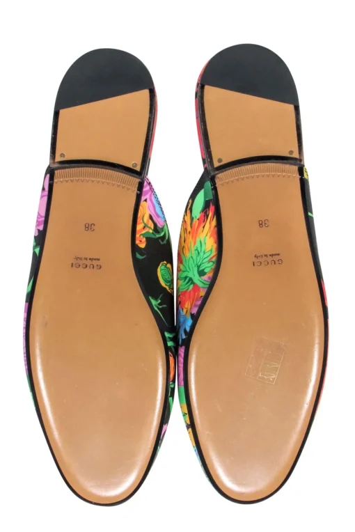 Gucci x Ken Scott - Black w/ Floral Print Princetown Mules Sz 8