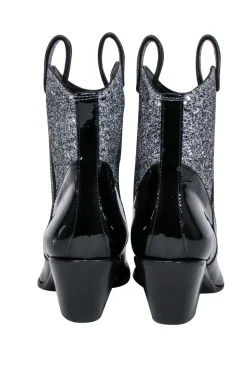 Guiseppe Zanotti - Black Western Style Booties w/ Silver Glitter Sz 9