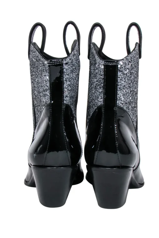 Guiseppe Zanotti - Black Western Style Booties w/ Silver Glitter Sz 9