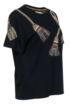 Haley Menzies - Black Short Sleeve Jewel Front T-Shirt Sz XS