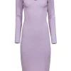 Halston - Lilac Ribbed Long Sleeve Dress Sz S