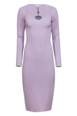 Halston - Lilac Ribbed Long Sleeve Dress Sz S