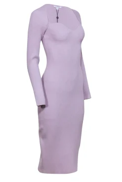 Halston - Lilac Ribbed Long Sleeve Dress Sz S