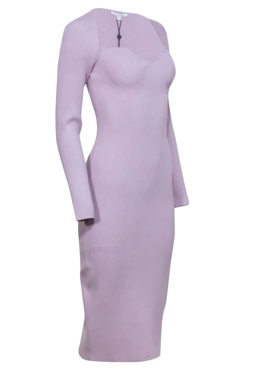 Halston - Lilac Ribbed Long Sleeve Dress Sz S
