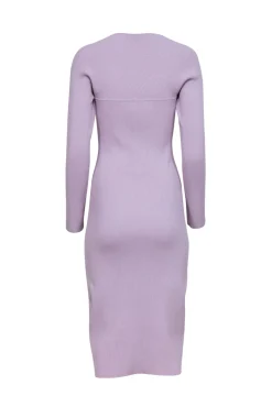 Halston - Lilac Ribbed Long Sleeve Dress Sz S