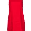 Halston - Red Linen Blend Sleeveless Shift Dress Sz M