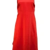 Halston - Red Satin Tie Back Sleeveless Dress Sz 8