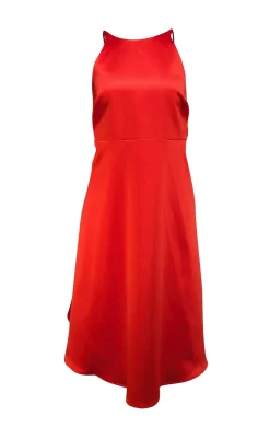 Halston - Red Satin Tie Back Sleeveless Dress Sz 8