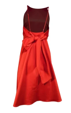 Halston - Red Satin Tie Back Sleeveless Dress Sz 8