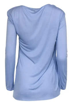 Halston Heritage - Baby Blue Long Sleeve Twisted Side Top Sz M