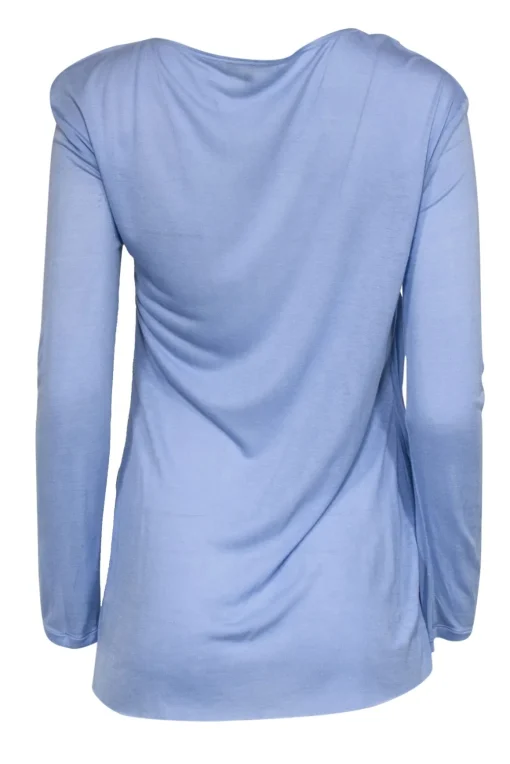 Halston Heritage - Baby Blue Long Sleeve Twisted Side Top Sz M