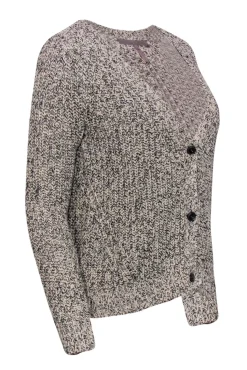 Halston Heritage - Beige & Black Heathered Knit Cardigan Sz S