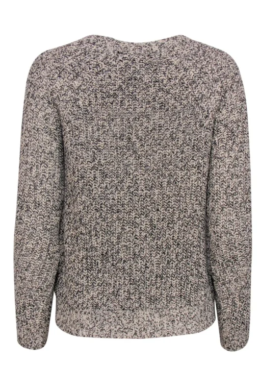 Halston Heritage - Beige & Black Heathered Knit Cardigan Sz S