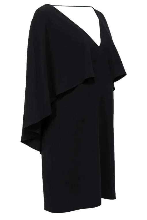 Halston Heritage - Black Caped Sheath Dress Sz 10